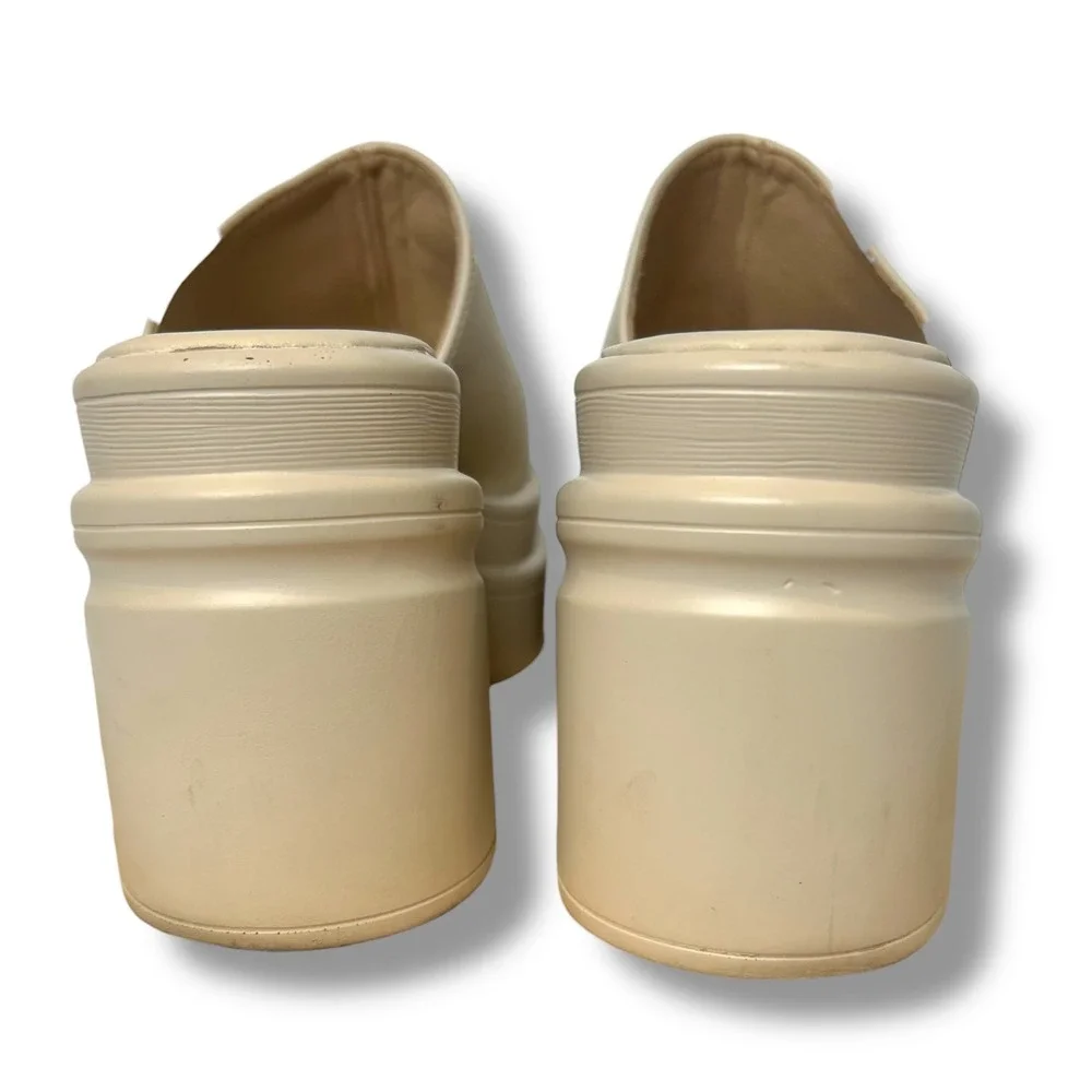 EXE TM 403 Wedge‎ Heel Platform Sandals Beige Size 38 Slip On Open Toe Chunky